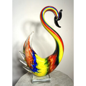 SZKŁO MURANO, FIGURKA DUŻY KOLOROWY ŁABĘDZ!