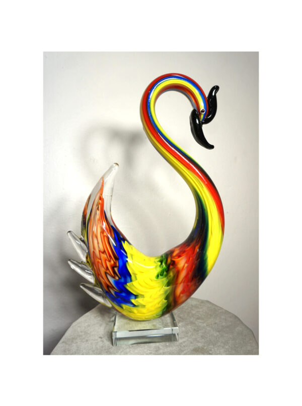 SZKŁO MURANO, FIGURKA DUŻY KOLOROWY ŁABĘDZ!