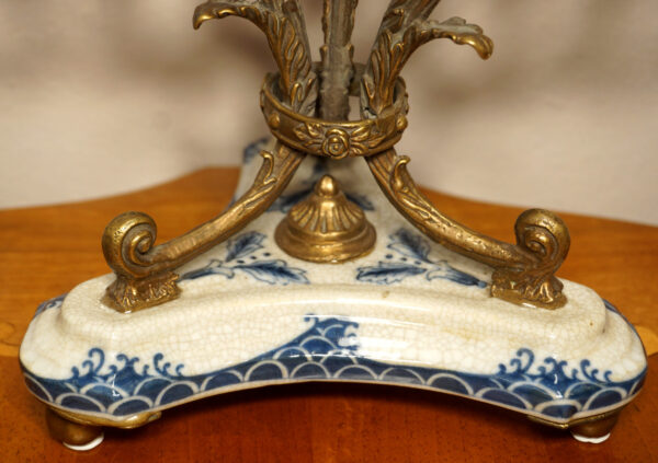 ŚWIECZNIK Z WAZONEM PORCELANA+BRĄZ