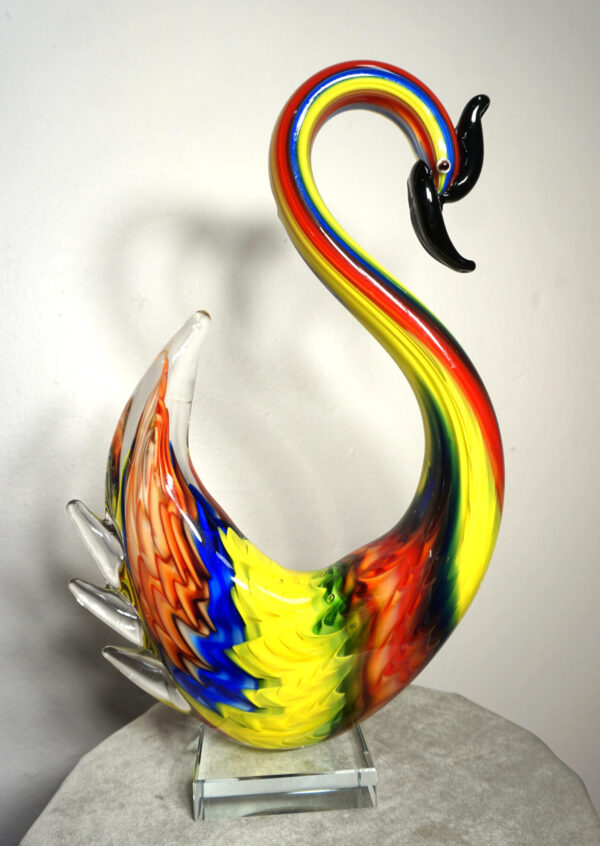 SZKŁO MURANO, FIGURKA DUŻY KOLOROWY ŁABĘDZ!