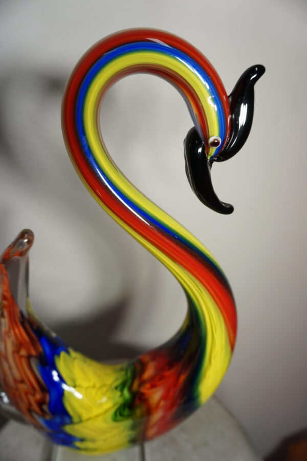 SZKŁO MURANO, FIGURKA DUŻY KOLOROWY ŁABĘDZ!