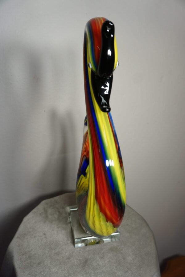 SZKŁO MURANO, FIGURKA DUŻY KOLOROWY ŁABĘDZ!