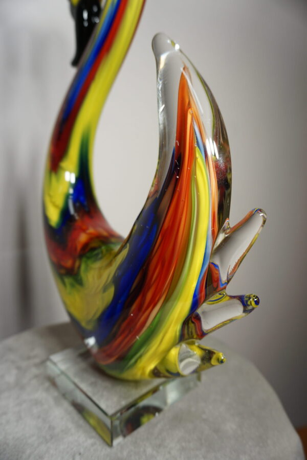 SZKŁO MURANO, FIGURKA DUŻY KOLOROWY ŁABĘDZ!