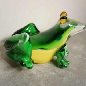 SZKŁO MURANO, FIGURA ZIELONA ŻABA ROPUCHA