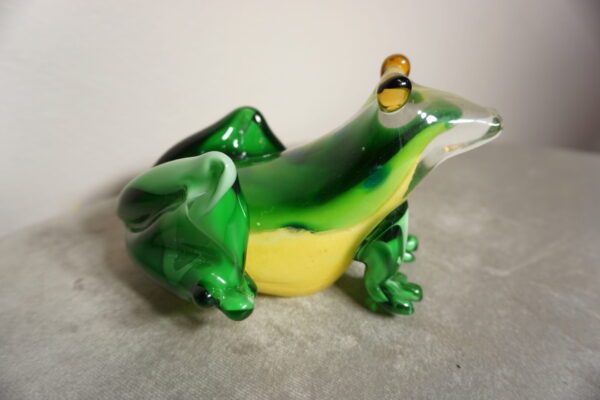 SZKŁO MURANO, FIGURA ZIELONA ŻABA ROPUCHA