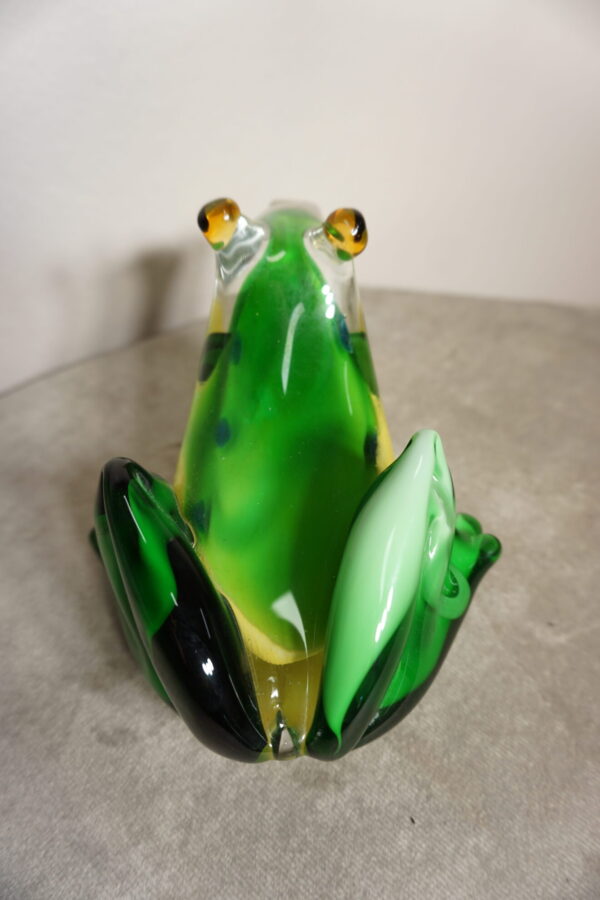 SZKŁO MURANO, FIGURA ZIELONA ŻABA ROPUCHA