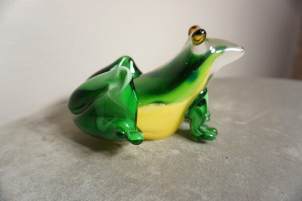 SZKŁO MURANO, FIGURA ZIELONA ŻABA ROPUCHA