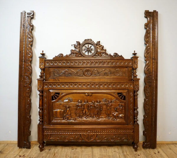 PIĘKNE BRETOŃSKIE ŁOŻE RĘCZNIE RZEŹBIONE ORYGINAŁ !!