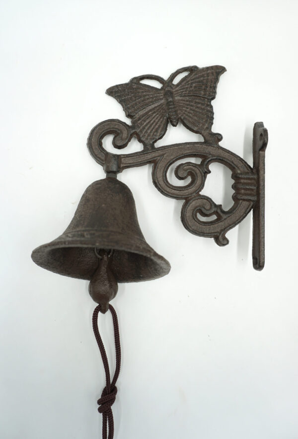 PIĘKNY ŻELIWNY DZWON DZWONECZEK MOTYL