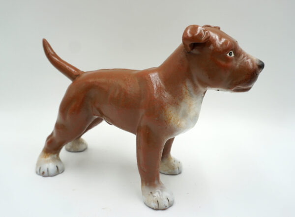 DUŻA ŻELIWNA FIGURKA PIES TERRIERA Staffordshire