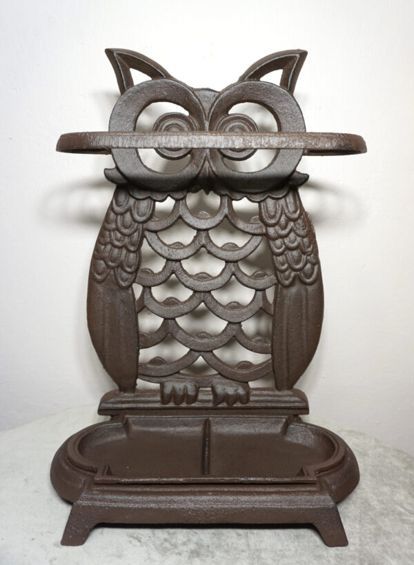 ŻELIWNY STOJAK NA PARASOLE SOWA