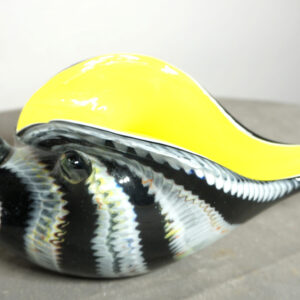 SZKŁO MURANO, DUŻA MUSZLA CZARNO-ŻÓŁTA