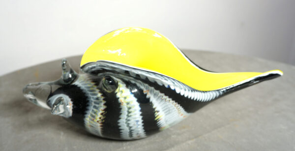 SZKŁO MURANO, DUŻA MUSZLA CZARNO-ŻÓŁTA