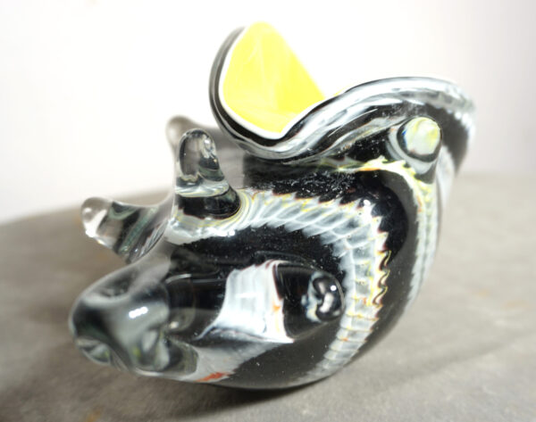 SZKŁO MURANO, DUŻA MUSZLA CZARNO-ŻÓŁTA