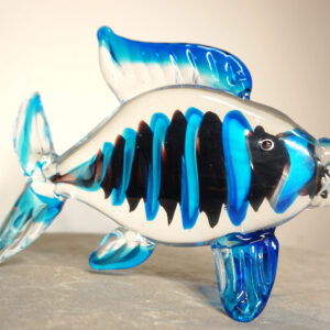 SZKŁO MURANO, FIGURKA DUŻA NIEBIESKA RYBA
