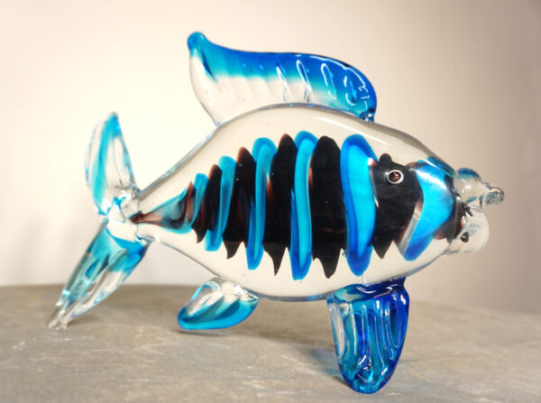 SZKŁO MURANO, FIGURKA DUŻA NIEBIESKA RYBA