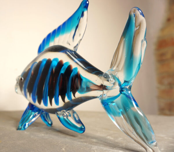 SZKŁO MURANO, FIGURKA DUŻA NIEBIESKA RYBA