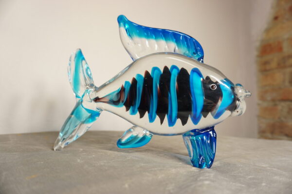 SZKŁO MURANO, FIGURKA DUŻA NIEBIESKA RYBA