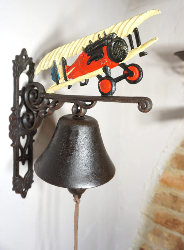 PIĘKNY ŻELIWNY DZWON DZWONEK SAMOLOT