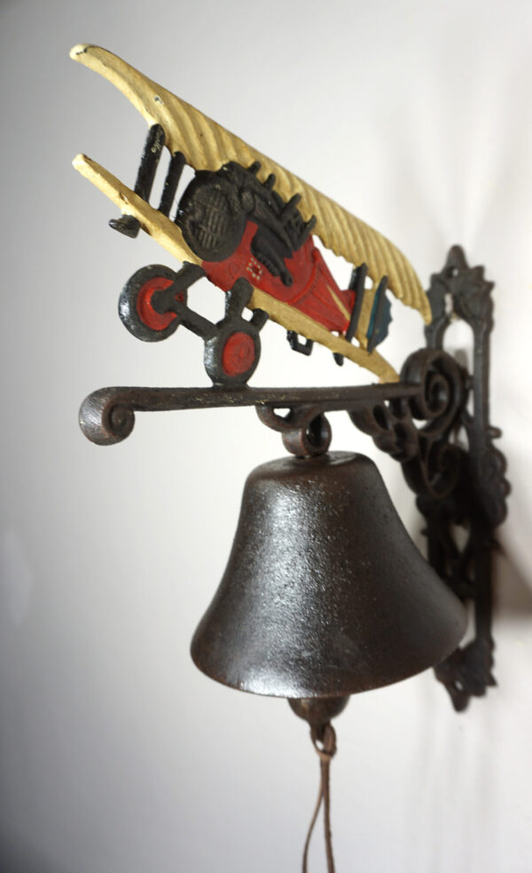 PIĘKNY ŻELIWNY DZWON DZWONEK SAMOLOT