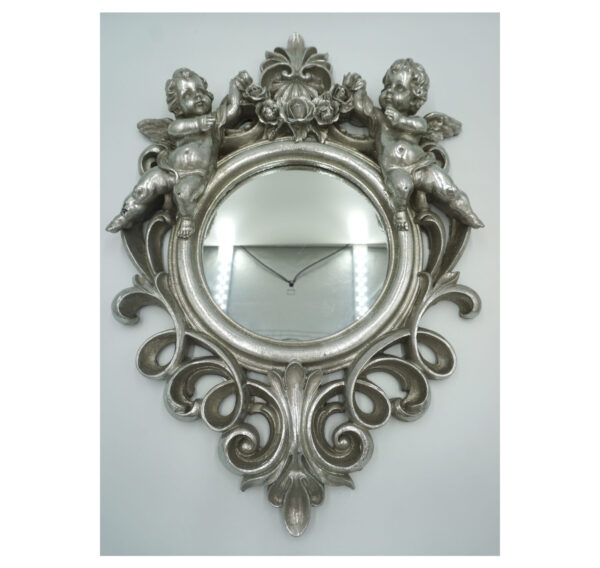 SREBRNE WISZĄCE LUSTRO ANIOŁY