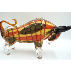 SZKŁO MURANO, FIGURA BYK KOLOROWY