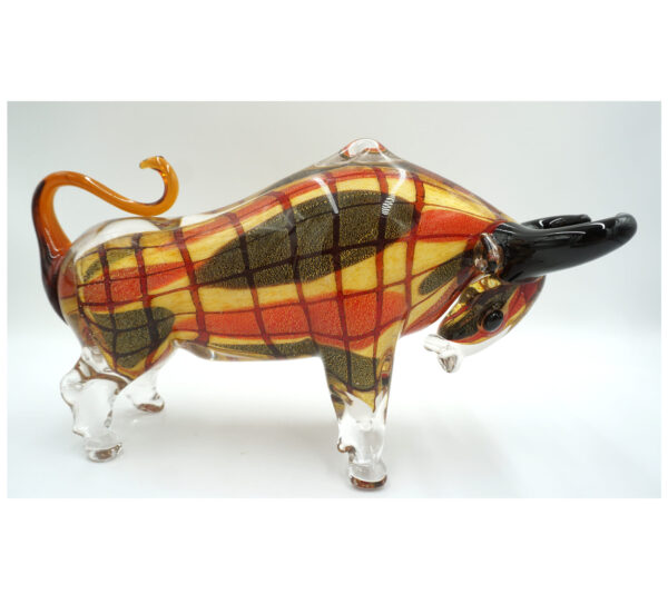 SZKŁO MURANO, FIGURA BYK KOLOROWY