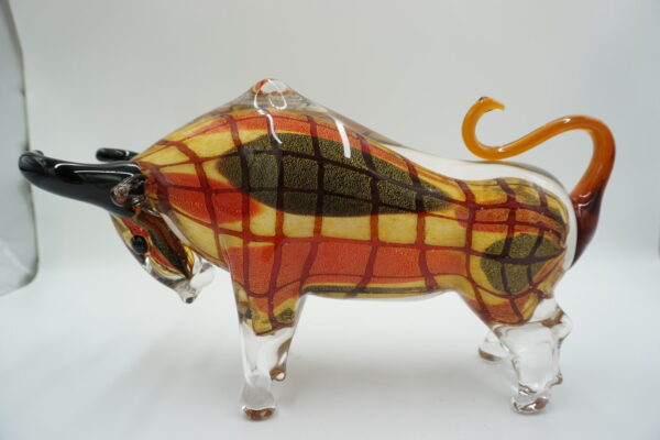 SZKŁO MURANO, FIGURA BYK KOLOROWY