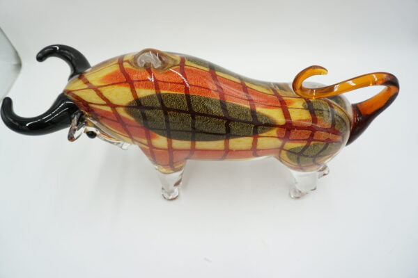 SZKŁO MURANO, FIGURA BYK KOLOROWY