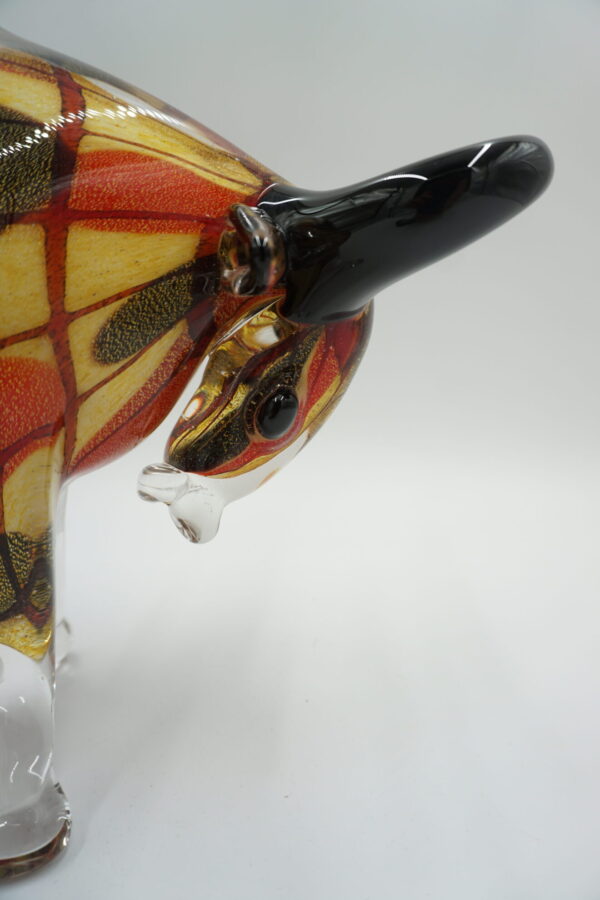 SZKŁO MURANO, FIGURA BYK KOLOROWY