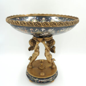 PIĘKNA PATERA PORCELANA+BRĄZ ANIOŁKI DUŻA