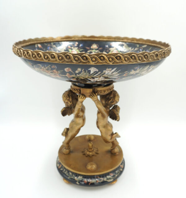 PIĘKNA PATERA PORCELANA+BRĄZ ANIOŁKI DUŻA