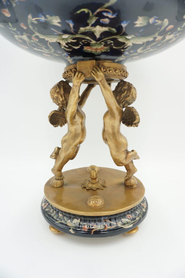 PIĘKNA PATERA PORCELANA+BRĄZ ANIOŁKI DUŻA