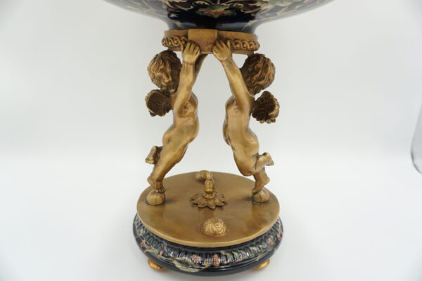 PIĘKNA PATERA PORCELANA+BRĄZ ANIOŁKI DUŻA