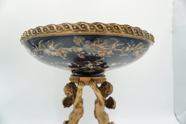 PIĘKNA PATERA PORCELANA+BRĄZ ANIOŁKI DUŻA