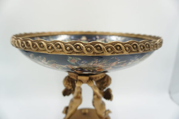 PIĘKNA PATERA PORCELANA+BRĄZ ANIOŁKI DUŻA