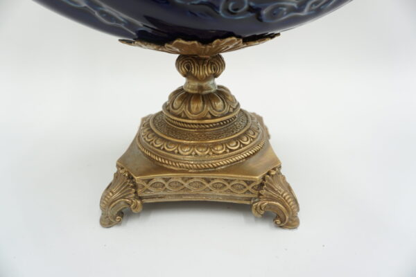 PIĘKNA PATERA PORCELANA+BRĄZ ŁABĘDŹIE DUŻA