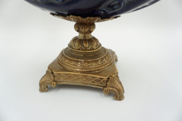 PIĘKNA PATERA PORCELANA+BRĄZ ŁABĘDŹIE DUŻA