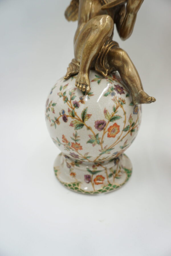 PARA ŚWIECZNIKÓW ANIOŁKI PORCELANA+BRĄZ