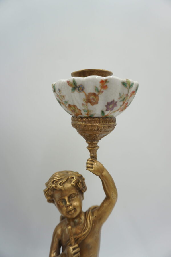 PARA ŚWIECZNIKÓW ANIOŁKI PORCELANA+BRĄZ