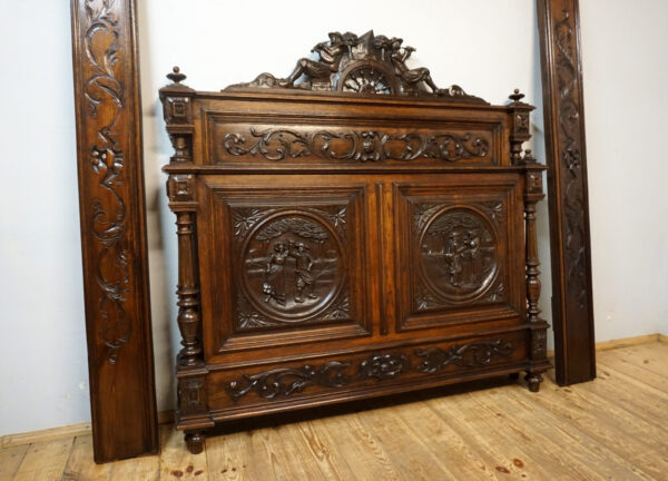 STARE BRETOŃSKIE ŁOŻE RĘCZNIE RZEŹBIONE ORYGINAŁ