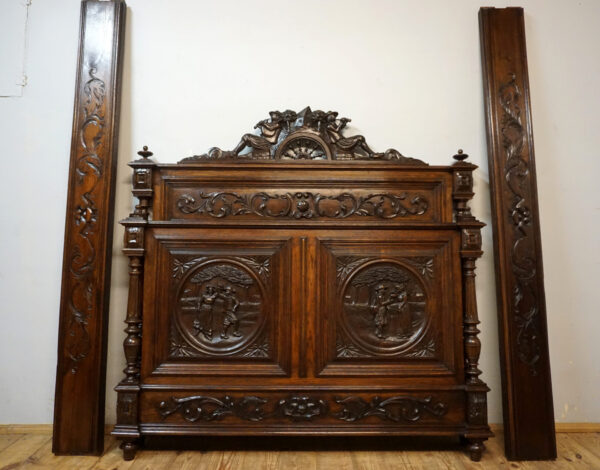 STARE BRETOŃSKIE ŁOŻE RĘCZNIE RZEŹBIONE ORYGINAŁ