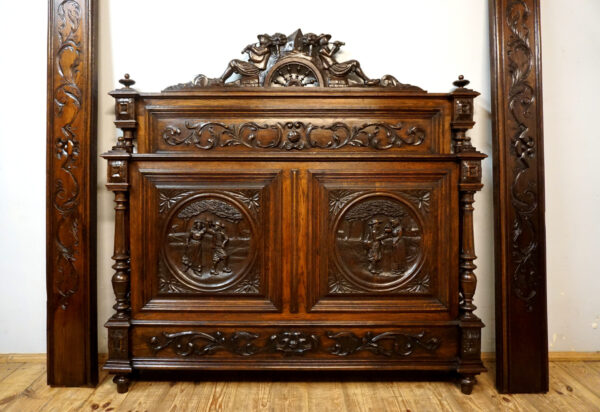 STARE BRETOŃSKIE ŁOŻE RĘCZNIE RZEŹBIONE ORYGINAŁ