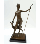 FIGURA Z BRĄZU DIANA Z ŁANIĄ - BOGINI MYŚLIWYCH