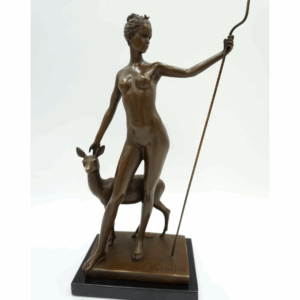 FIGURA Z BRĄZU DIANA Z ŁANIĄ - BOGINI MYŚLIWYCH