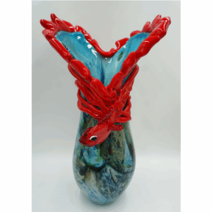 SZKŁO MURANO DUŻY PIĘKNY WAZON RYBA