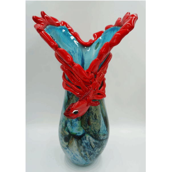 SZKŁO MURANO DUŻY PIĘKNY WAZON RYBA