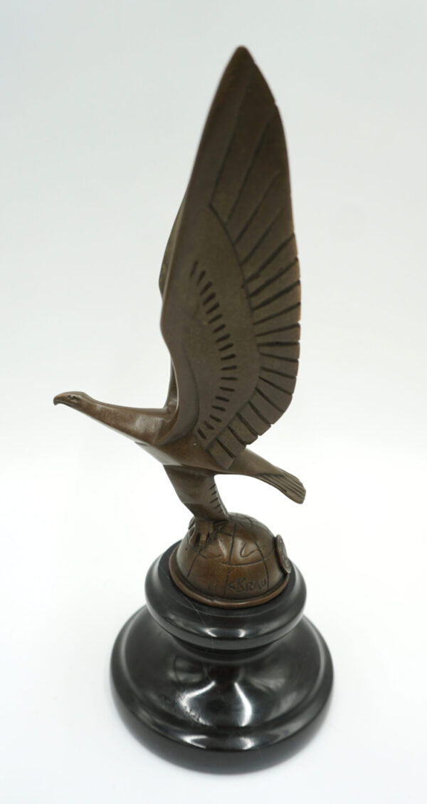 FIGURA Z BRĄZU ORZEŁ ART DECO OSADZONY NA MARMURZE