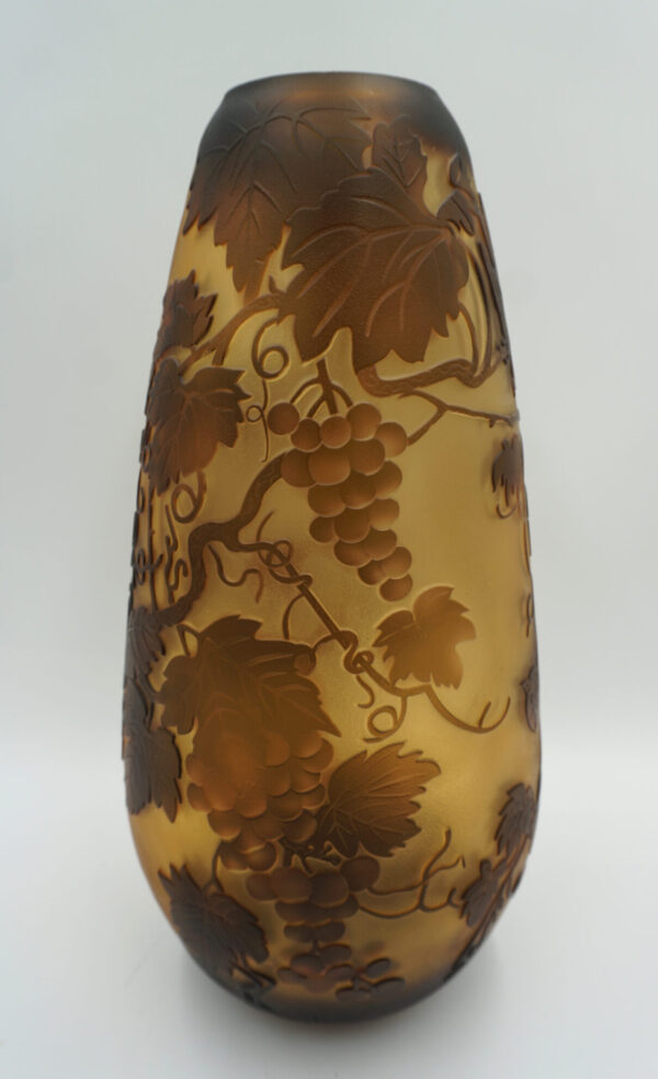 DUŻY PIĘKNY WAZON EMILE GALLE STYLE - GRUBE SZKŁO - WINOGRON