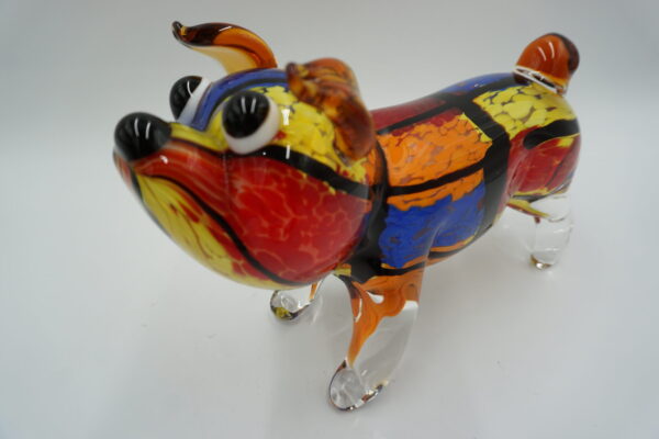 SZKŁO MURANO, FIGURA PIES PIESEK KOLOROWY